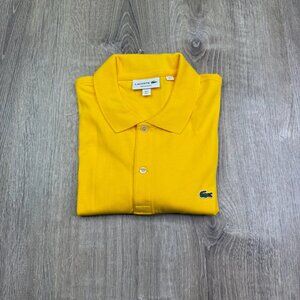 Lacoste Mens Yellow Everyday Comfort Casual Regular Fit Polo Shirt Size Large